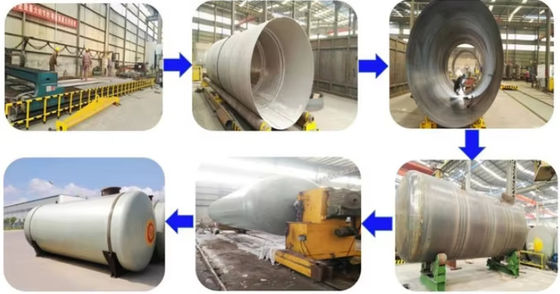 Tanque de FRP vertical e horizontal de GRP personalizado HCl Armazenamento de ácido benzoico tartárico málico
