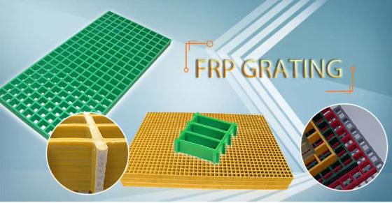 Grelha de malha de FRP GRP Quadrada Pesada, Grelha de piso de fibra de vidro Resistente à corrosão