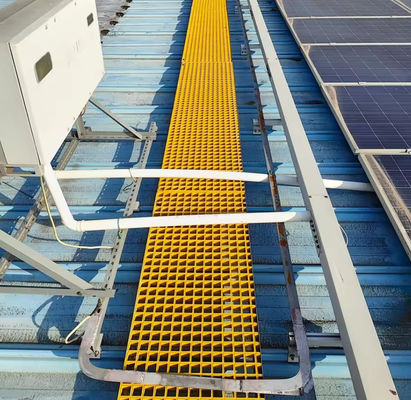 40x40x30mm Solar Roof Top Panel Mesh Pedestrian Walkway Grating de fibra de vidro