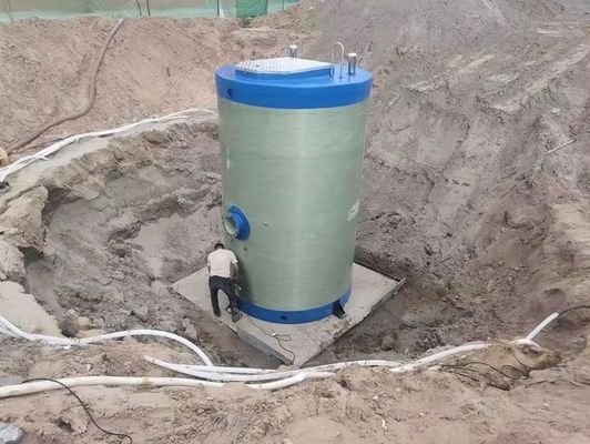 Estação de bombeamento submersível pré-fabricada de FRP para elevação de águas e tratamento de esgotos