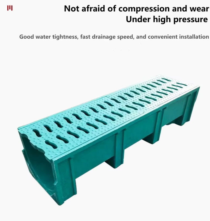 FRP GRP 200mm Fibra de vidro Trench Drain Grates Gutterway Anti-corrosião Facil de limpar